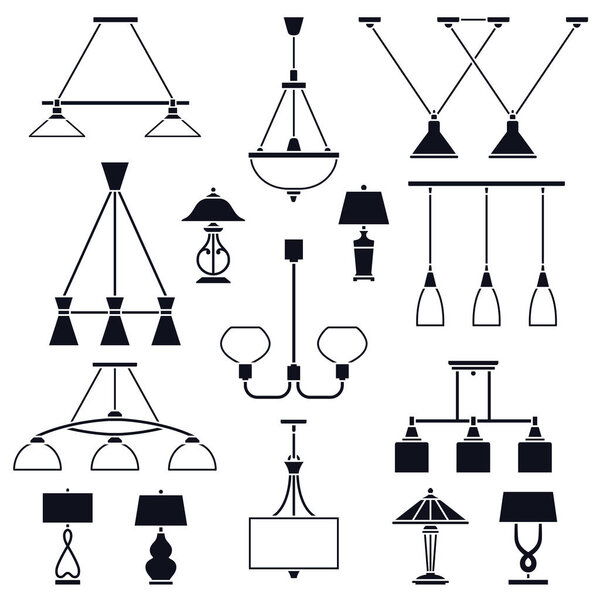 Большой набор различных векторных огней внутри помещений

