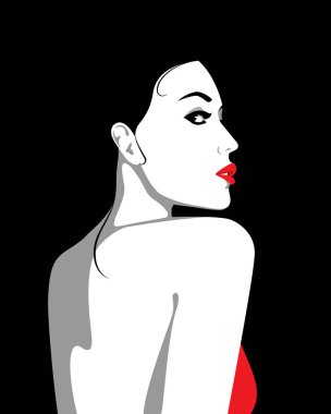 Geriye dönüp baktığımda, kırmızı elbise giyen güzel genç kadın