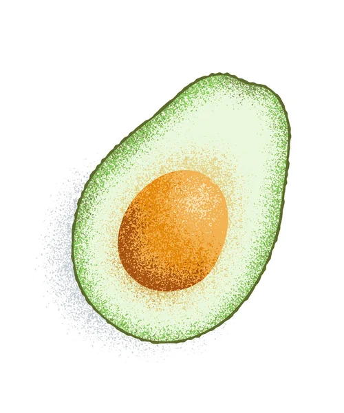 Avocado Halbiert Flach Vektorillustration Mit Körniger Textur — Stockvektor