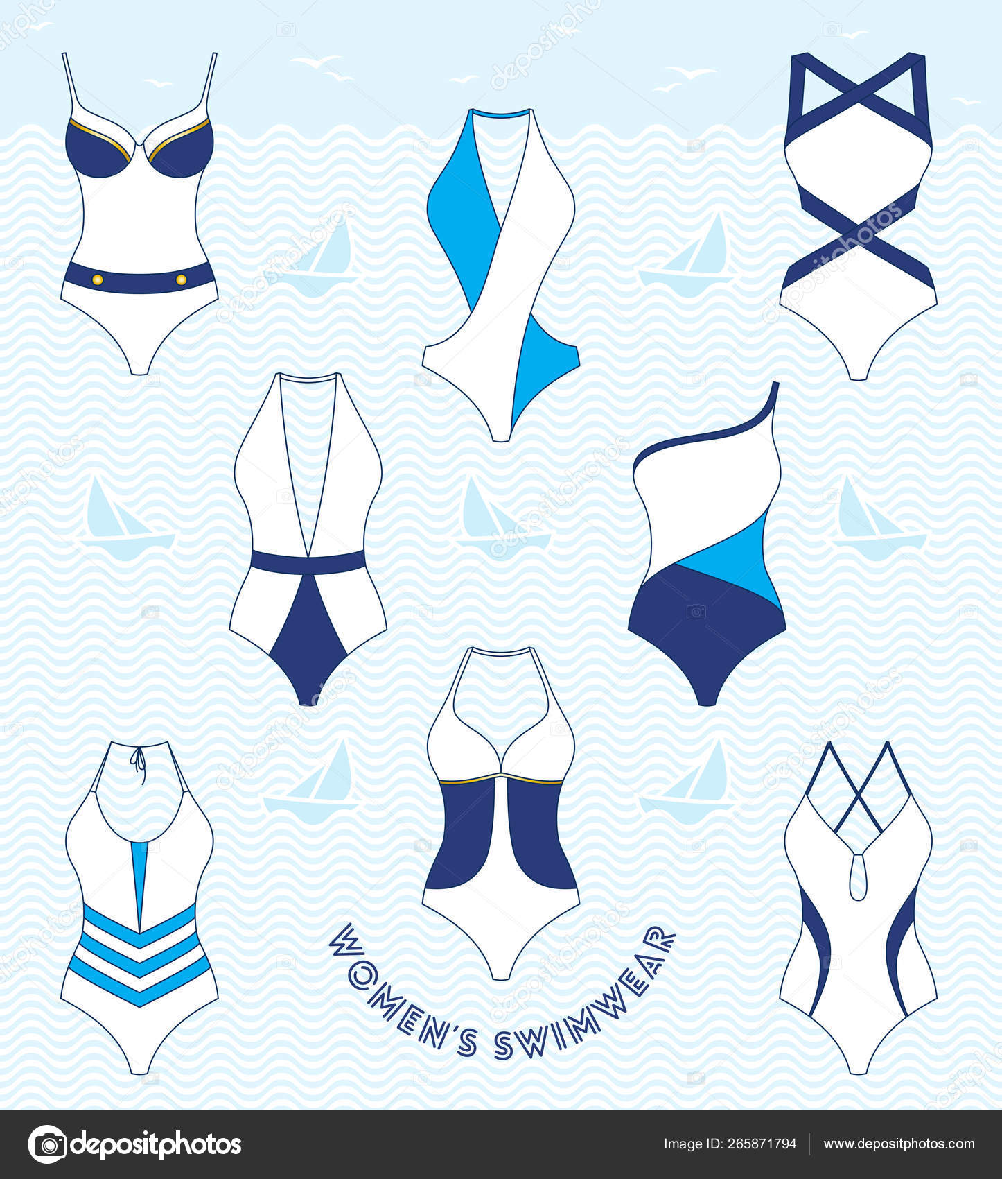 Set of women swimwear Stock Illustration by ©marzacz #265871794