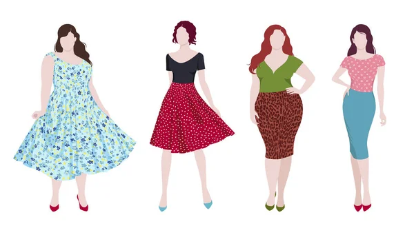 Slim et les femmes de mode gras — Image vectorielle