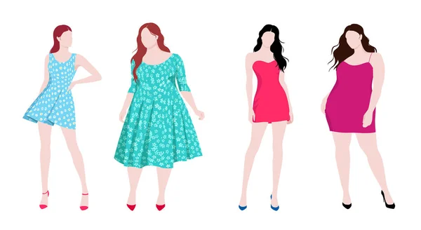 Slim et les femmes de mode gras — Image vectorielle