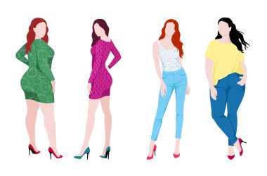 İnce ve şişman moda kadınlar