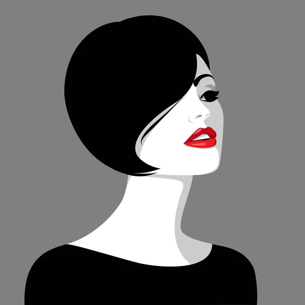 Красивая молодая женщина с черными волосами — стоковый вектор