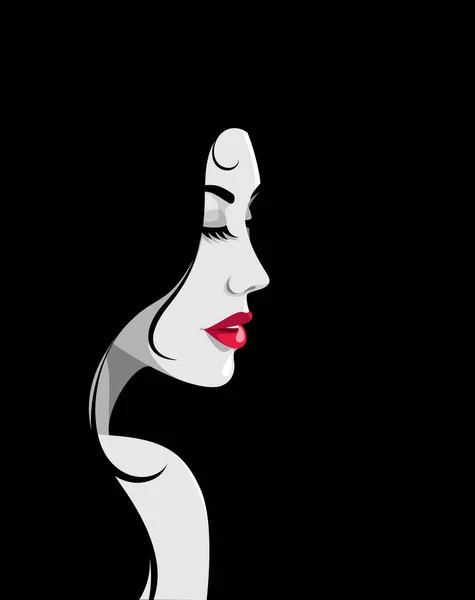 Belle jeune femme aux cheveux noirs — Image vectorielle
