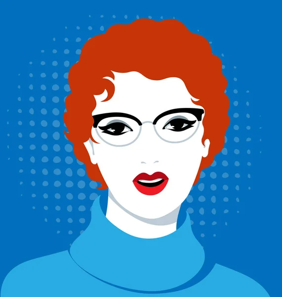 Belle femme parlant portant des lunettes — Image vectorielle