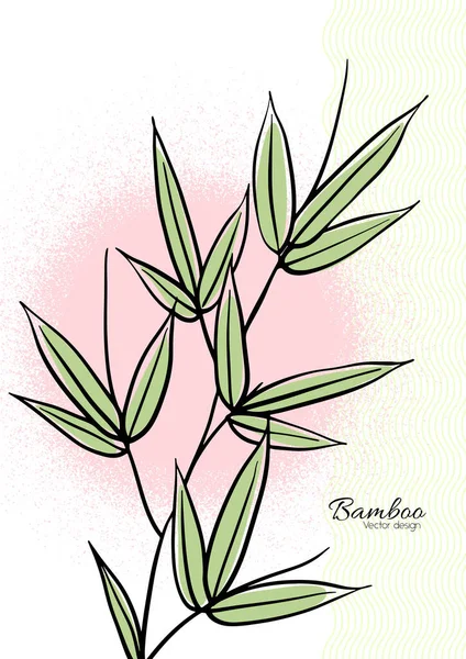Ilustración Hojas Bambú Aisladas Sobre Fondo Blanco Plantilla Gráfica Vectorial — Vector de stock
