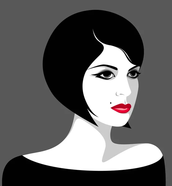 Ilustración Vectorial Una Hermosa Mujer Joven Respetable Segura Misma Con — Vector de stock