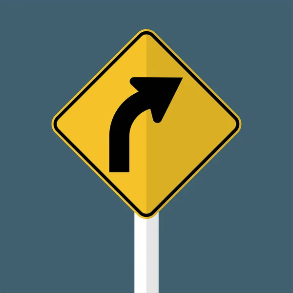 Curva derecha por delante Signo, ilustración vectorial — Vector de stock