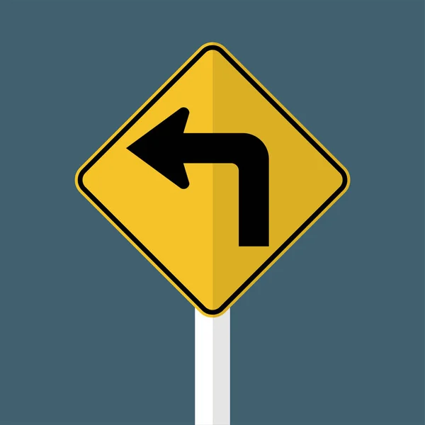 左转前方交通标志, 矢量插图 — 图库矢量图片