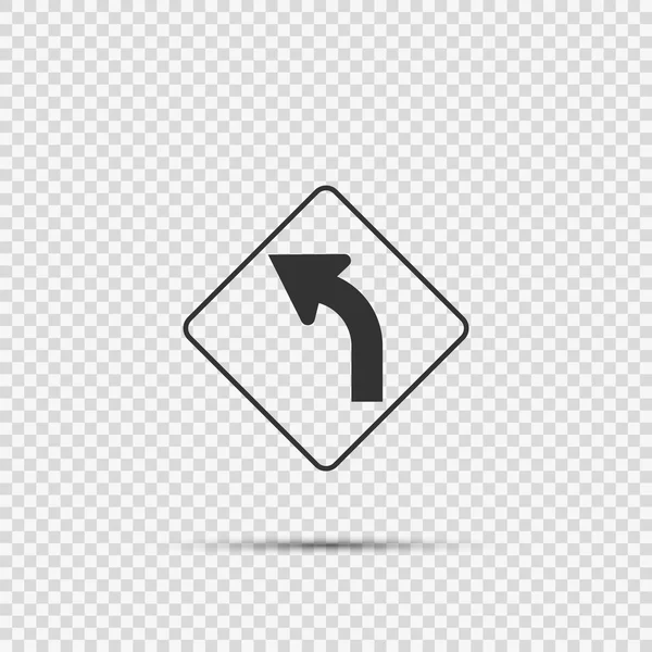 Courbe gauche en avant Signe sur fond transparent, illustration vectorielle — Image vectorielle