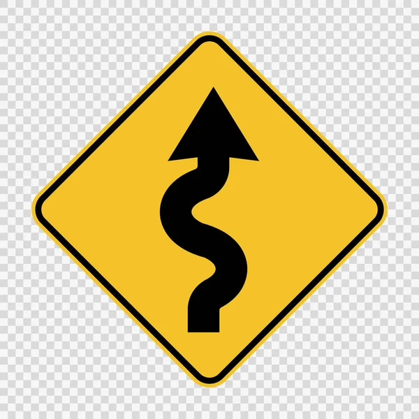 Afb rechts kronkelige weg teken op transparante achtergrond, vector — Stockvector