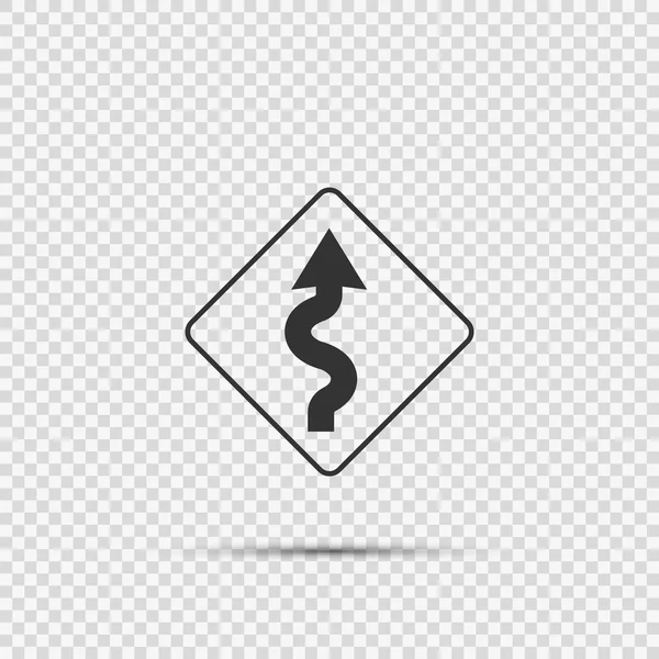 Right winding road Sign on transparent background,vector illustr — Stock Vector