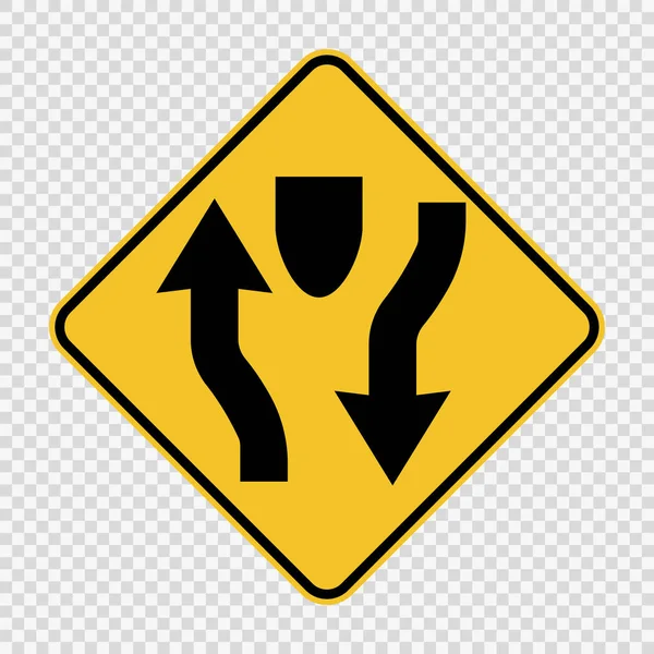 Dual carriage way ahead sign on transparent background,vector il — Stock Vector