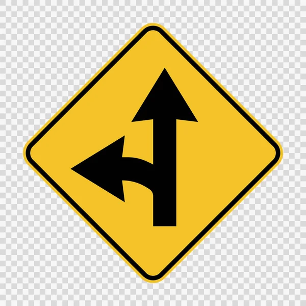 Left turn split sign on transparent background,vector illustrati — Stock Vector