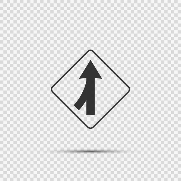 Lanes merging left sign on transparent background,vector illustr — Stock Vector