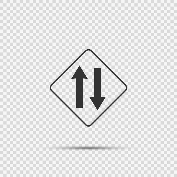 Two way traffic ahead sign on transparent background,vector illu — Stock Vector