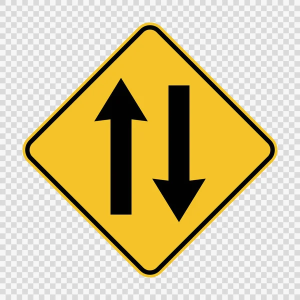 Två sätt trafik framåt tecken på transparent bakgrund, vektor filterrengöring — Stock vektor