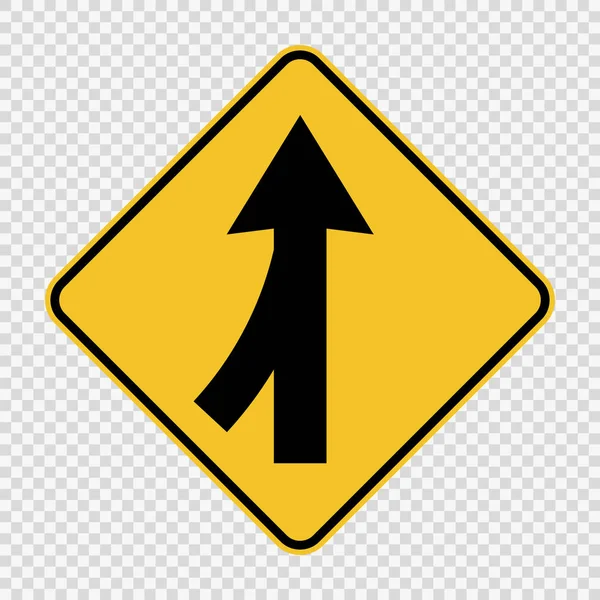 Lanes merging left sign on transparent background,vector illustr — Stock Vector