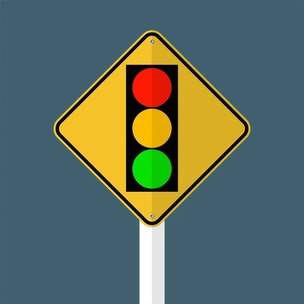 Signal traffic light green yellow red sign isolated on grey sky — Stock Vector