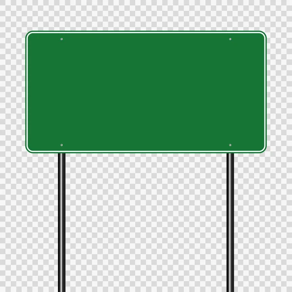 Panneau vert route panneau sur fond transparent, illustration vectorielle — Image vectorielle