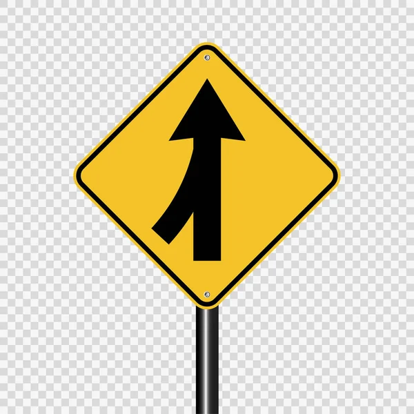 Lanes merging left sign on transparent background,vector illustr — Stock Vector