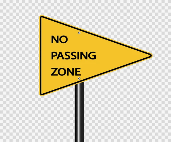 No passing zone sign on transparent background,vector illustrati — Stock Vector