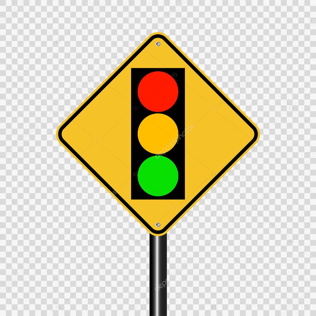 signal traffic light green yellow red sign on transparent backgr