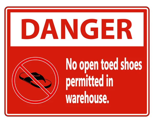 Danger No Open Toed Shoes Sign on white background,vector illust — Stock Vector