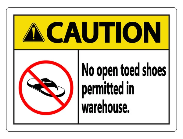 Caution No Open Toed Shoes Sign on white background,vector illus — Stock Vector