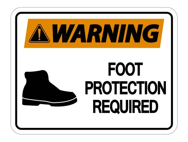 Figyelmeztetés láb védelem szükséges fal jel a fehér háttér, v — Stock Vector