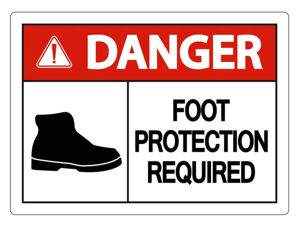 Danger Foot Protection Required Wall Sign on white background,ve — Stock Vector