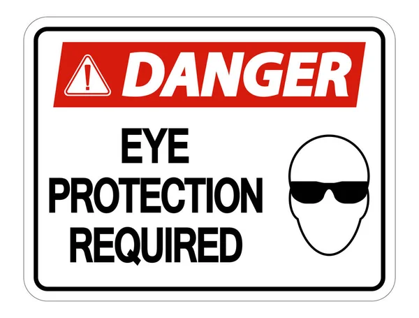 Gefahr Augenschutz erforderlich Wandschild auf weißem Hintergrund, vec — Stockvektor
