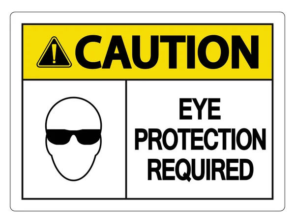 Precaución Protección de los ojos Requerido Muestra de pared sobre fondo blanco, ve — Vector de stock