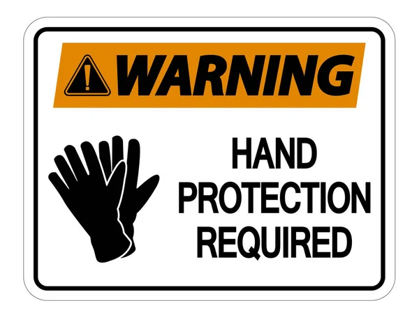 Warning Hand Protection Required Wall Sign on white background,v — Stock Vector