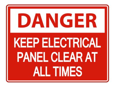 Tehlike tutmak elektrik paneli açık tüm kez işareti üzerinde beyaz ba