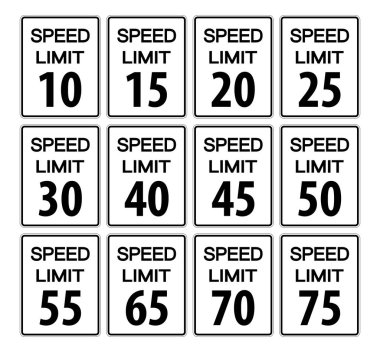Speed Limit Sign Set,vector illustration clipart