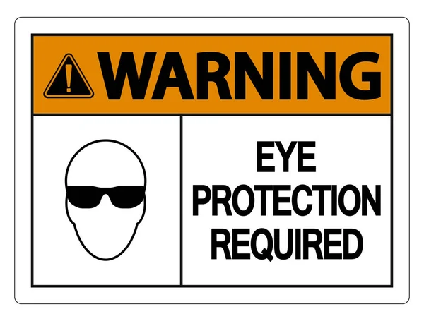 Figyelmeztetés szem védelme szükséges fal jele, fehér háttér, ve — Stock Vector