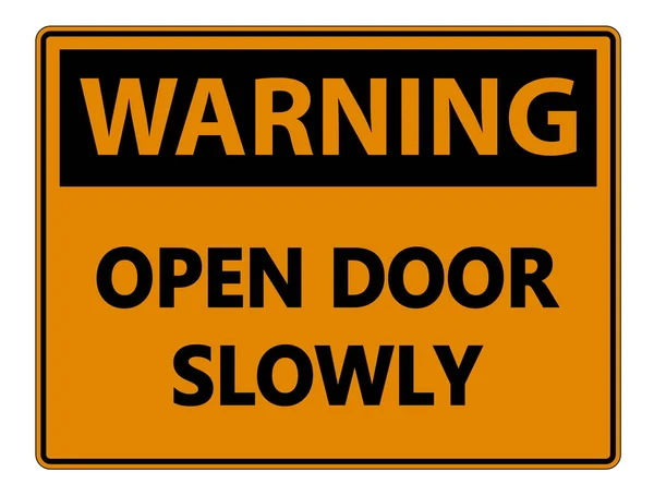 Warning Open Door Slowly Wall Sign on white background, vector il — стоковый вектор