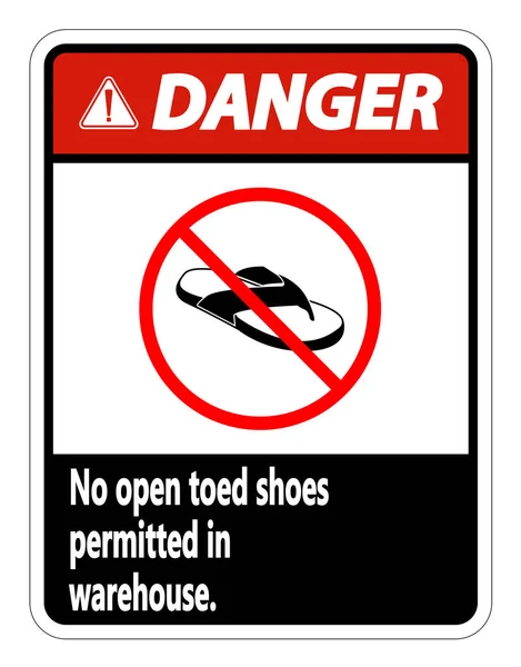 Danger No Open Toed Shoes Sign on white background,vector illust — Stock Vector