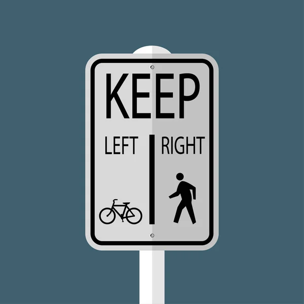 Bicicletas Mantener peatones izquierdos Mantener signo derecho aislado en gris — Vector de stock