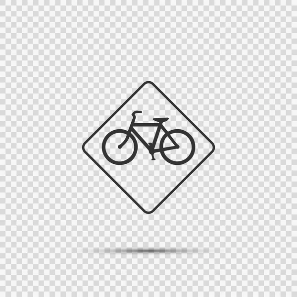 Warnschild für Radfahrer auf transparentem Hintergrund, Vektordarstellung — Stockvektor