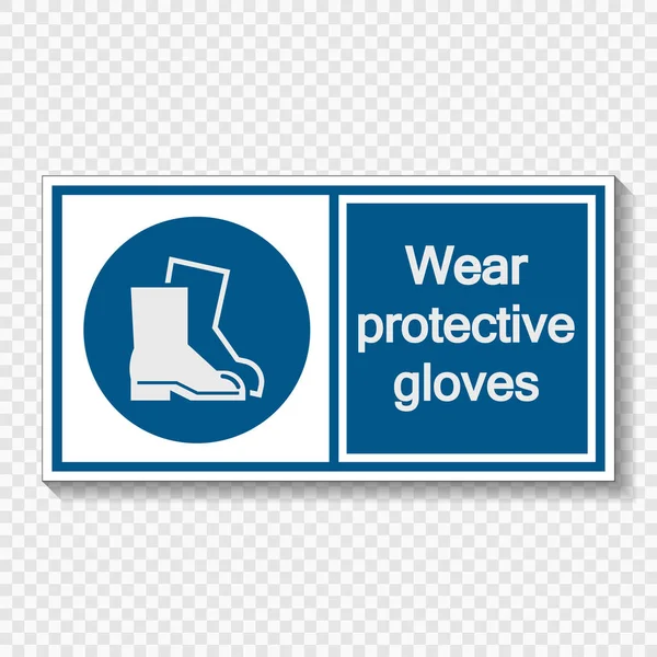 Símbolo Use etiqueta de signo de calzado protector sobre fondo transparente, ilustración vectorial — Vector de stock