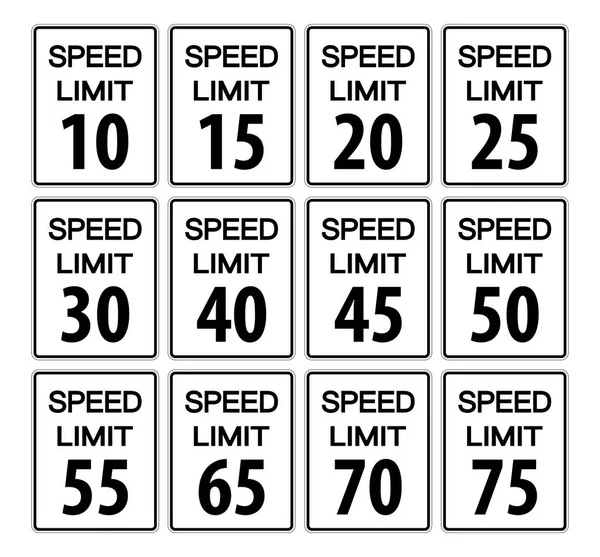 Speed Limit Sign Set,vector illustration — Stock Vector