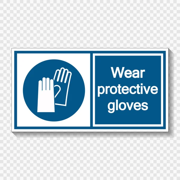 Símbolo Use guantes protectores signo etiqueta sobre fondo transparente, ilustración vectorial — Vector de stock