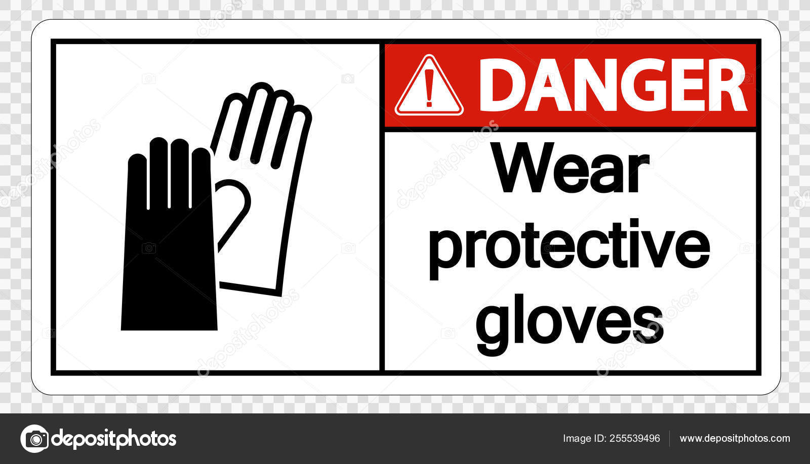 Danger Wear protective gloves sign on transparent background,vector