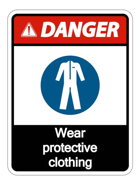 Perigo Use roupas de proteção no fundo branco, ilustração vetorial —  Vetores de Stock