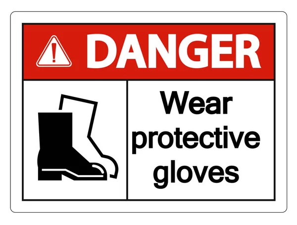 Perigo Use um sinal de calçado protetor em fundo transparente, ilustração vetorial —  Vetores de Stock