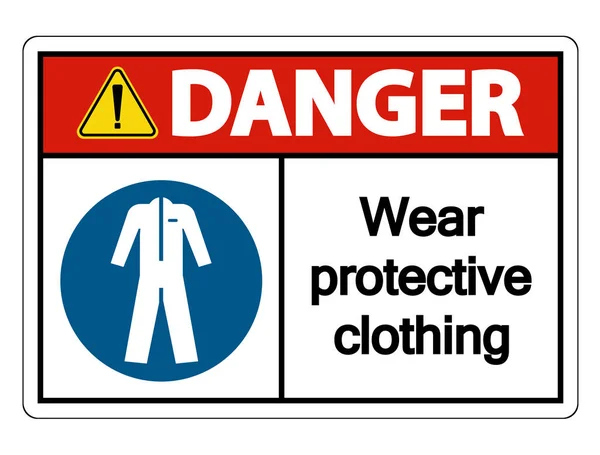 Danger Wear protective clothing sign on white background,vector illustration — Stock Vector