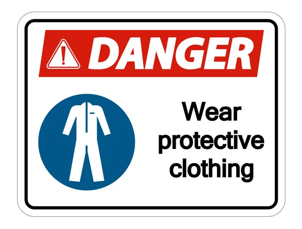 Gefahr tragen Schutzkleidung Zeichen auf weißem Hintergrund, Vektorabbildung — Stockvektor